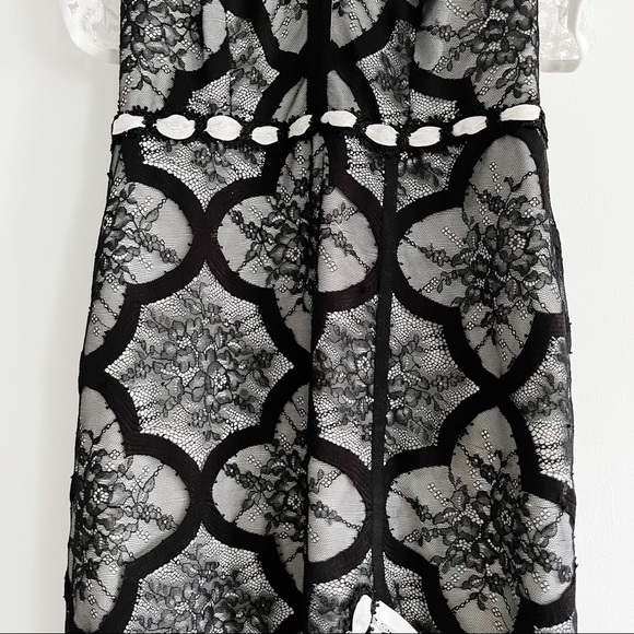 Alexis Emily Black and White Lace Ruffle Cap Sleeve Midi Dress with Side Slit XS - Picture 9 of 16